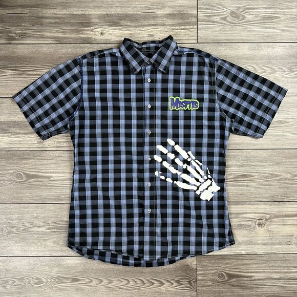 Vintage Y2K Misfits By Dragonfly Plaid Button Up Shirt - Picture 1 of 6